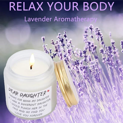 Daughter Gifts from Mom or Dad, Funny Birthday Gifts for Daughter Adult, Mothers Day Gift for Daughter Stepdaughter, Dear Daughter Candle for Graduation Wedding Christmas