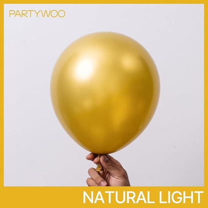 PartyWoo Gold Balloons 101pcs 12 Inch Gold Latex Helium Balloons for Birthday Wedding Anniversary Baby Shower Graduation Bachelorette Retirement Engagement Tea Casino Disco Party Decorations Gold-G101