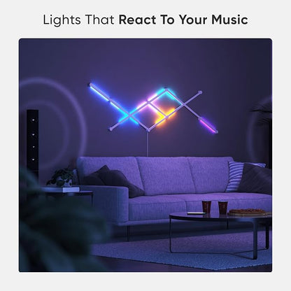 Nanoleaf Lines Smart LED Wall Lights, Music & Screen Sync RGBW Light Bar with 16M+ Color, WiFi Wall Lights Work with Alexa & Google Assistant for Gaming and Home Decor, 60 Degree Smarter Kit 15 Lines