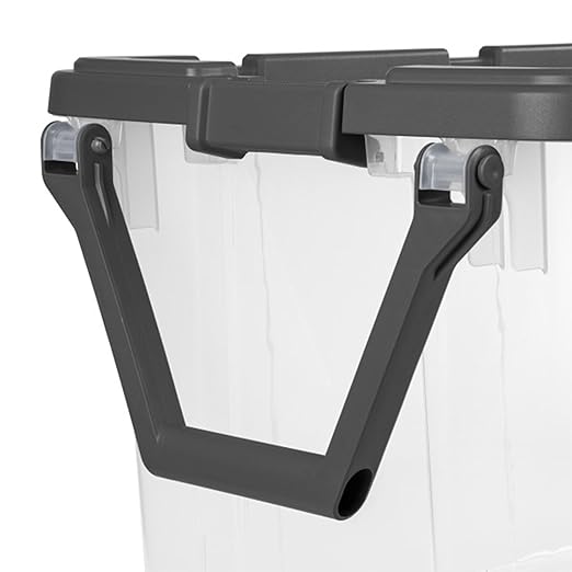 Sterilite 4-Pack Modular Stacker Box, Durable Clear Plastic Storage Bins with Latching Lids, 160 Quart - Stackable Organizing Container Boxes for Closet, Bathroom, and Office