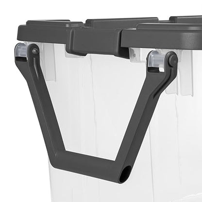 Sterilite 4-Pack Modular Stacker Box, Durable Clear Plastic Storage Bins with Latching Lids, 160 Quart - Stackable Organizing Container Boxes for Closet, Bathroom, and Office