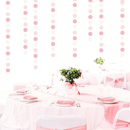 Light-Pink White Girls-Birthday Party-Decoration Garland - 52ft Baby Bridal Shower Blush Streamers Backdrop,Graduation 18th 30th 21st Adults Bachelorette Pool Supplies Banner Decor Lasting Surprise