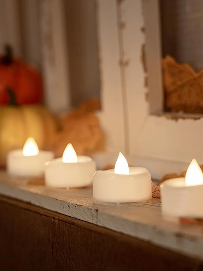LED Candles, Tea Lights Candles Battery Operated Bulk, 100PCS Long-Lasting 200 Hours Flameless Tealight Candles, Realistic Flickering Wedding Candles for Festival Decor, 1.5'' D X 1.25'' H