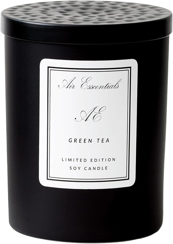 Air Esscentials Clean Scented Soy Candles, Soy Wax Blend with Luxury Fragrance, Aromatherapy Candle for Home & Office, 70 Hour Burn Time, Green Tea, 11 oz.