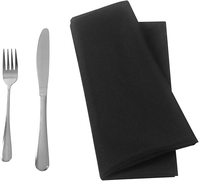 25pcs Polyester Cloth Napkins - 20 x 20 inch Black Dinner Washable Napkins with Hemmed Edges for Restaurant/Wedding/Hotel(25,Black)