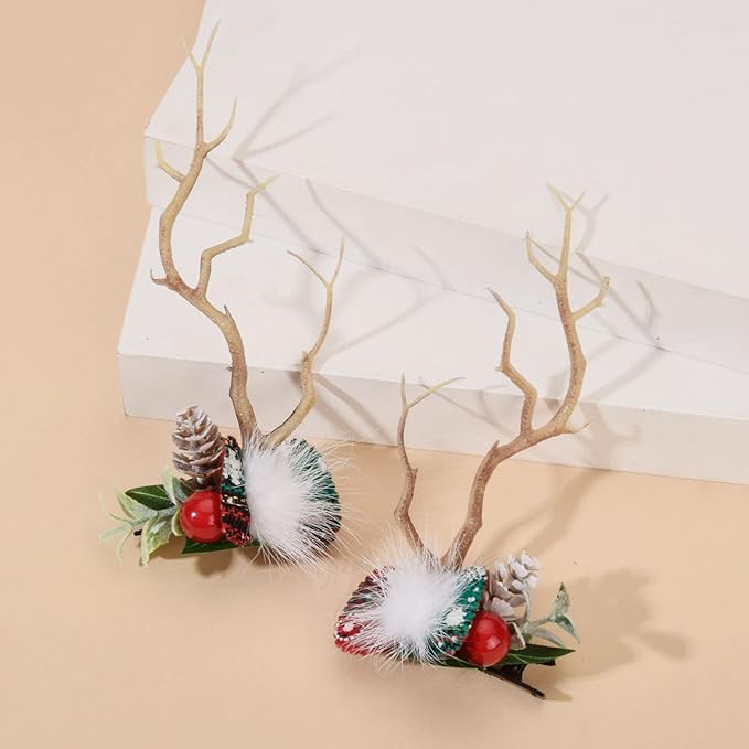 TOECWEGR Christmas Reindeer Antlers Headband Hair Clips Hair Hoop Girl Holiday Beauty Headdress