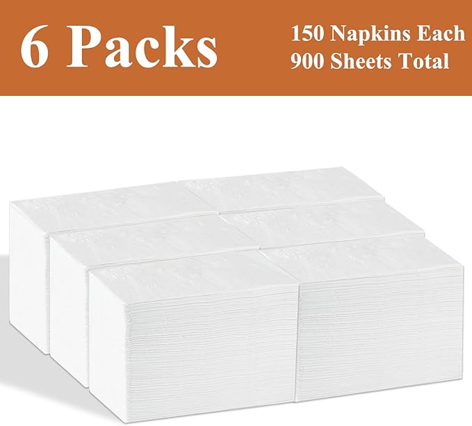 Disposable Napkins, 2-Ply 900 Count Paper Dinner Napkins, White Napkins Bulk for Wedding Party Bathroom and Everyday Use (16.5" X 14.2")