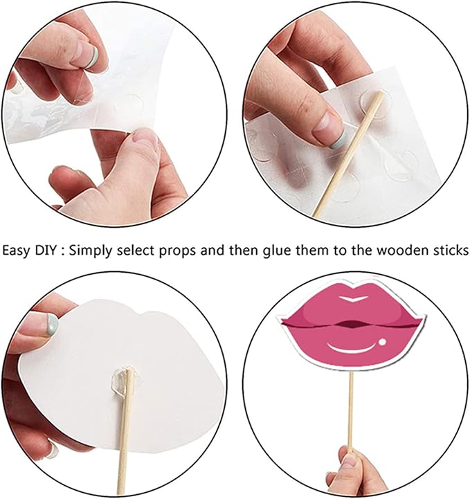 HARZHI Photo Booth Props Kit for Birthday Wedding Party Supplies Carnival Crazy Dance Decor Photobooth Funny Cute Holiday Selfie Supplies Masked Ball (32 Pcs Wedding)