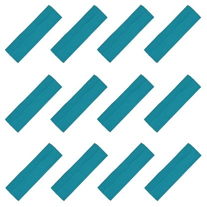 Kenz Laurenz Soft and Stretchy Elastic Cotton Headbands, Pack of 12, Teal