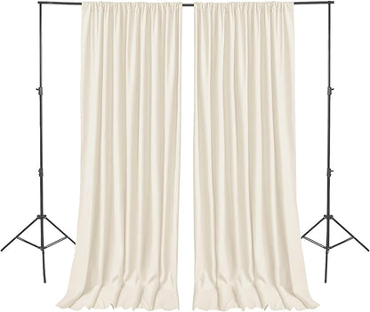 Hiasan Champagne Screen Backdrop Curtains for Parties, Polyester Photography Backdrop Drapes for Family Gatherings, Wedding Decorations, 5ftx7ft, Set of 2 Panels
