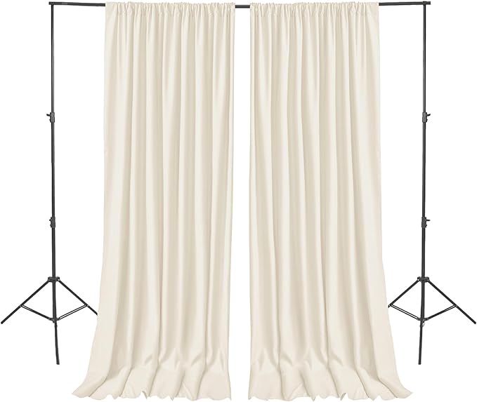 Hiasan Champagne Screen Backdrop Curtains for Parties, Polyester Photography Backdrop Drapes for Family Gatherings, Wedding Decorations, 5ftx10ft, Set of 2 Panels