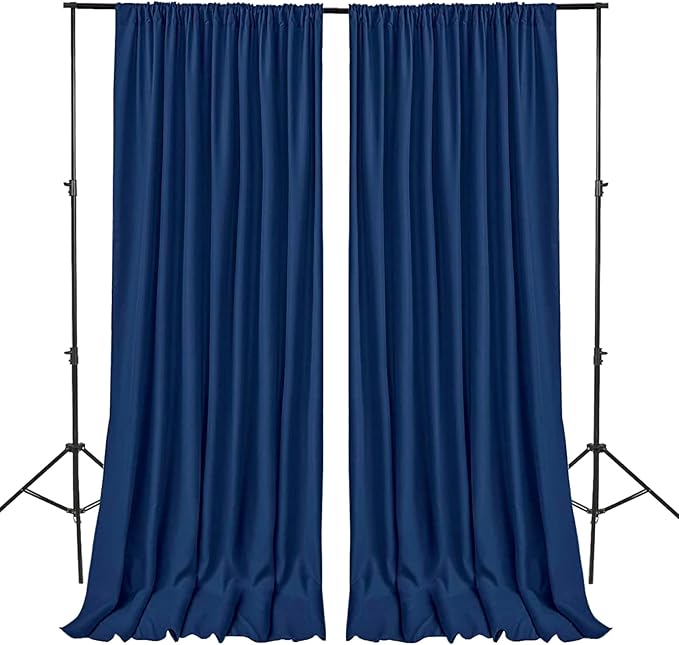 Hiasan Navy Blue Backdrop Curtains for Parties, Polyester Photography Backdrop Drapes for Family Gatherings, Wedding Decorations, 5ftx7ft, Set of 2 Panels