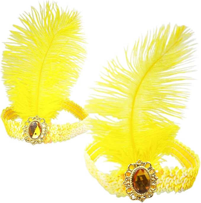 Feather Headpiece Sequins Headbands 1920s Flapper Showgirl Headpieces for Women Girls Carnival Party Accessories
