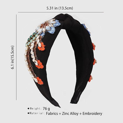 Yusier Baroque Rhinestone Crystal Hairband, Embroidered Hair Hoop for Women, Exquisite Hair Accessory, Available in 5 Colors, 1 Count (Pack of 1), Black