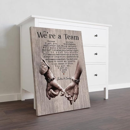 GABITA Personalized Wall Art for Couples, Anniversary Canvas for Couple Parent Grandparent, We're A Team Canvas for Couple Lover Husband Wife, Romantic Wall Decor, Wedding Keepsake 2