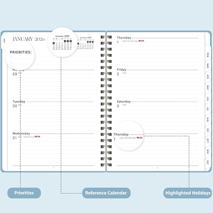 2026 Planner, Weekly and Monthly Calendar Academic Planner, Jan 2026 - Dec 2026, 8.5‘’ x 11'', Planning Agenda Book for Desk Accessories and School Supplies - Letter Size