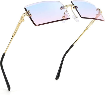 FEISEDY Vintage Rimless Sunglasses Rectangle Frameless Candy Color Glasses Women Men B2642