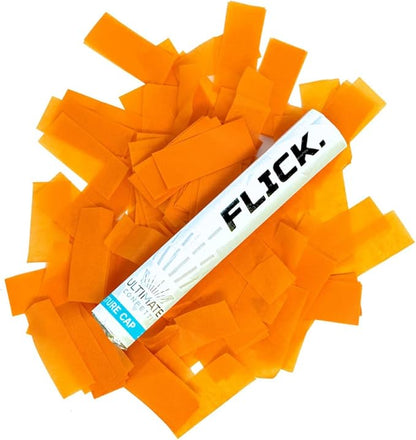 Ultimate Confetti Flick Stick Launcher - Handheld 6" Confetti-Launcher Wand, Flick to Launch Biodegradable Tissue Confetti (Orange, 8 Confeti Launchers Tubes, 2 Handful of Confettis per Wand, 1.5oz)