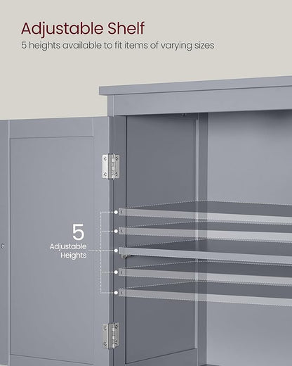 VASAGLE Floor Storage Cabinet, Freestanding Storage Unit with 2 Drawers and 2 Doors, Adjustable Shelf, 11.8 x 23.6 x 43.3 Inches, for Entryway, Bathroom, Dove Gray UBBC551G02V2