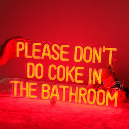 SYLHOME Red Please Don't Do Coke In The Bathroom Led Neon Light Sign Game Room Bedroom Bar Store Wall Decor Sign Birthday Christmas Party Backdrop USB 16.9"X9.2" 5V