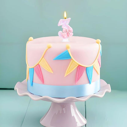 3 Birthday Candle with Pink Sequins and Bowtie, Pink 3 Cake Topper Decoration for Girls Pastel Sweet Theme Birthday Party or Adults Milestone Age