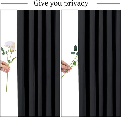 10x10 Black Backdrop Curtain for Parties Wrinkle Free Black Photo Curtains Backdrop Drapes Fabric Decoration for Birthday Party Wedding 5ft x 10ft,2 Panels