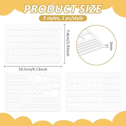BENECREAT 3Pcs Grid Journal Stencil, Handmade Flexible Record Template, Planner Stencil for Bullet Journaling, Reusable Calendar Planners, Durable Writing & Drawing Tools