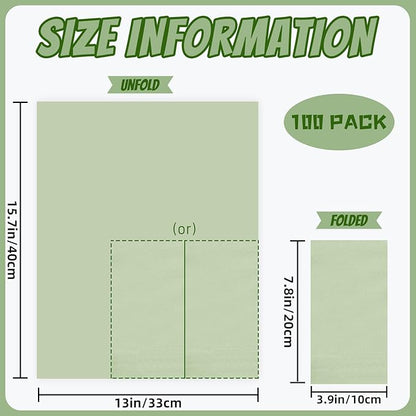 100 Pcs Sage Green Paper Napkins Disposable - Sage Green Guest Dinner Napkins for Bathroom Bridal Shower Wedding Birthday Anniversary Party