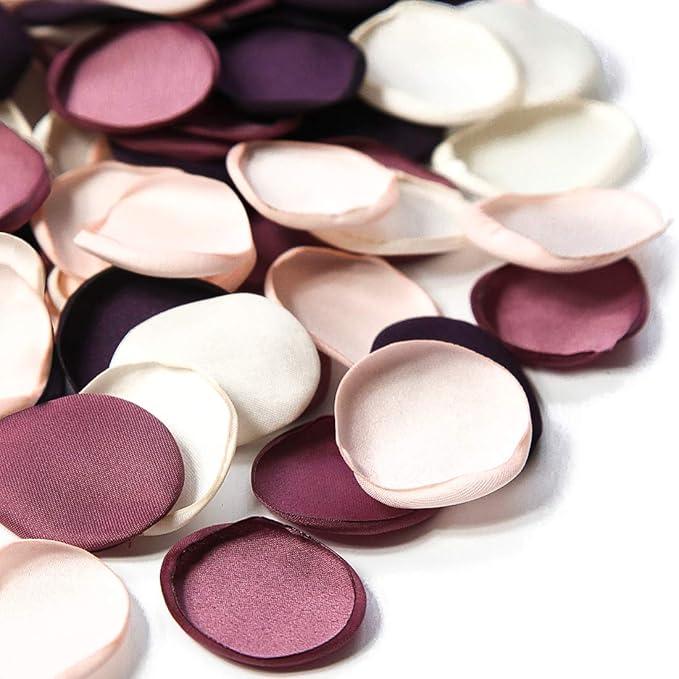 Floroom 300pcs Rose Petals Plum Fake Faux Silk Flower Petals for Wedding Flower Girl Basket Aisle Runner Scatter Dinner Table Centerpieces Party Confetti Bridal Shower Romantic Night Favors Decoration