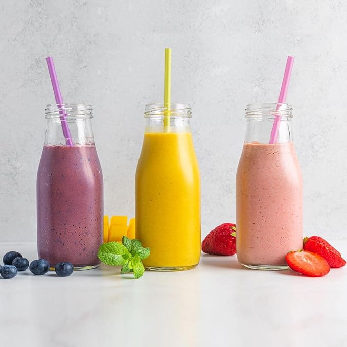 200 Count 100% Compostable Plant-Based PLA Straws-KTOB Biodegradable Colorful Drinking Plasticless Straws-Eco Friendly Plastic Bar Straw