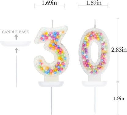 30th Birthday Candle for Cake, Colorful Macaron Numeral Candles for Women/Girl, Theme Birthday Party Cake Decorations, Cake Topper for Birthday Party Supplies (Number 30)