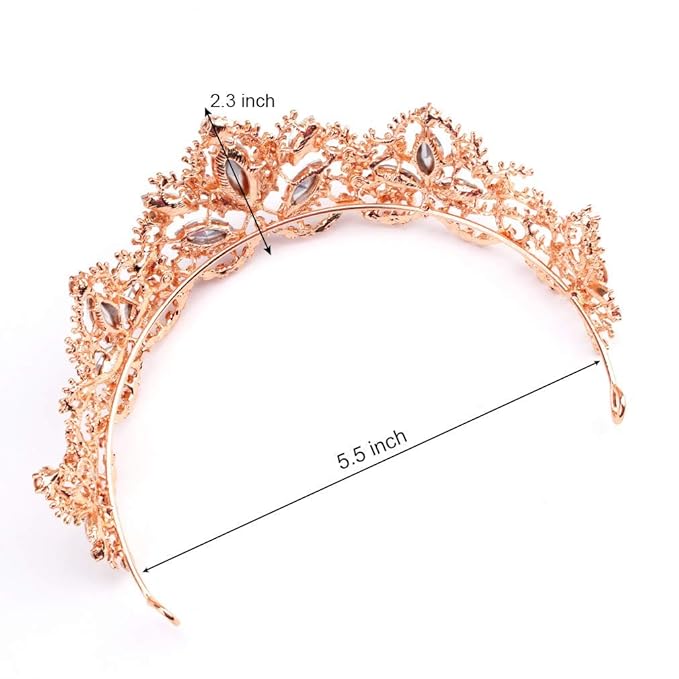 Rose Gold Tiara Wedding Tiaras and Crowns for Women Rhinestone Queen Tiara for Women Princess Crown Birthday Tiara Headbands for Wedding Prom Bridal Party Halloween Costume Christmas