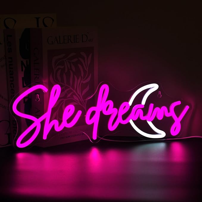 She Dreams Neon Sign, Neon Signs for Wall Decor Neon LED Signs Room Neon Light Up Signs Home Decor
