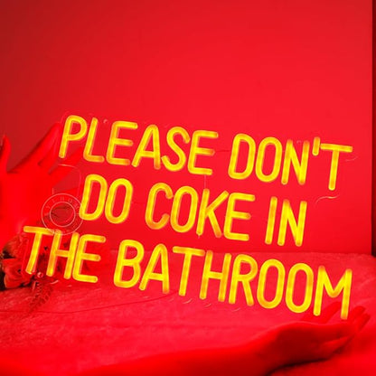 SYLHOME Red Please Don't Do Coke In The Bathroom Led Neon Light Sign Game Room Bedroom Bar Store Wall Decor Sign Birthday Christmas Party Backdrop USB 16.9"X9.2" 5V
