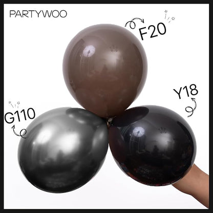 PartyWoo Black Balloons 101 pcs 12 Inch Latex Helium Matte Black Balloons for Baby Shower Birthday Graduation Casino Gaming Anniversary Retirement Pirate Race Car Theme Party Decorations Black-Y18