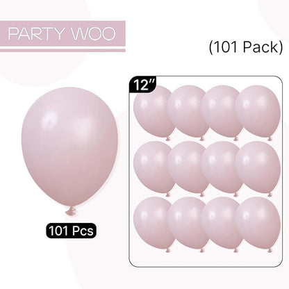 PartyWoo Dusty Pink Balloons 101pcs 12 Inch Boho Blush Lilac Pink Latex Helium Balloons for Princess Birthday Baby Shower Graduation Gender Reveal Anniversary Bachelorette Party Decorations Pink-F54