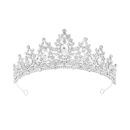 WOVOWOVO Princess Crown Queen Birthday Tiara for Women Girls, Silver Crystal Tiaras and Crowns Headband Hair Accessories for Bride Wedding Halloween Costume Party Prom Christmas Gifts