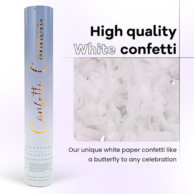 Confetti Poppers White Confetti Cannon 12 Pack Party Poppers Biodegradable12inch Wedding Party Confetti Bulk Streamer Confetti Cannon Launches up to15-25ft for Christmas Birthday Graduation New Year