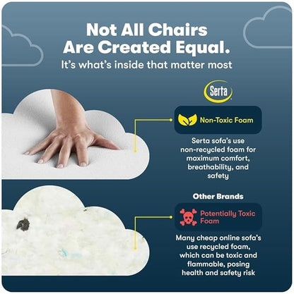 Serta Garret Executive Office Chair, Ergonomic Mid-Back with Lumbar Support, Semi-Plush Cushion and Body Pillows, Padded Armrests, Swivel Base, Bonded Leather, Space Black