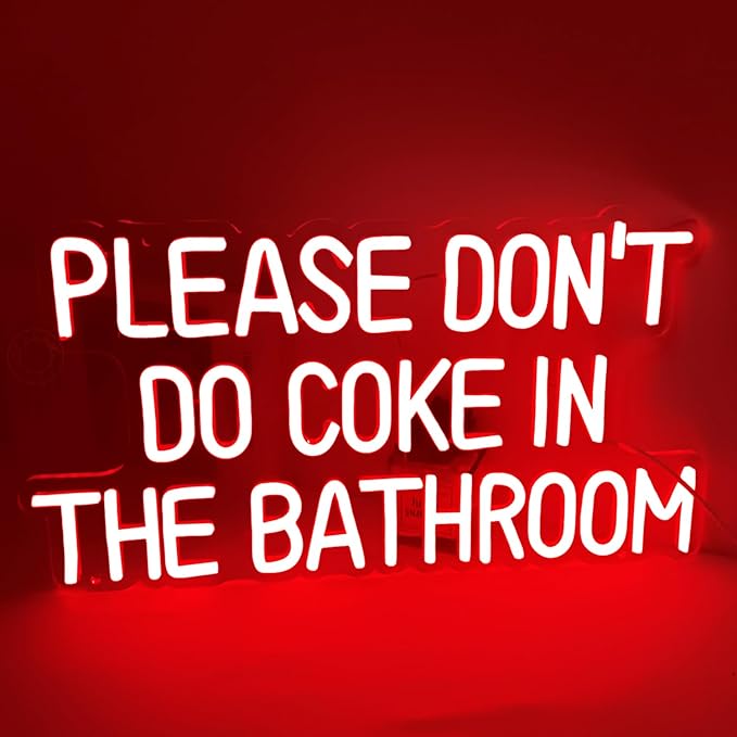 SYLHOME Red Please Don't Do Coke In The Bathroom Led Neon Light Sign Game Room Bedroom Bar Store Wall Decor Sign Birthday Christmas Party Backdrop USB 16.9"X9.2" 5V