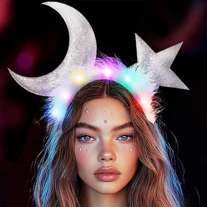 GORTIN Light up Star Moon Headbands LED Headpiece Costume Hair Accessories for Women