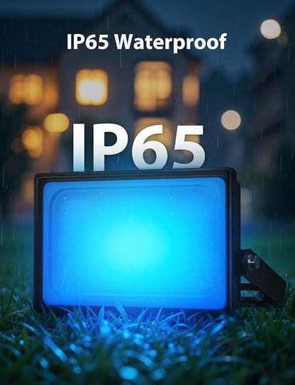 Onforu RGBW Flood Lights Outdoor Remote Control, Color Changing LED Landscape Lights, IP65 Waterproof Uplights for Events, Uplighting for Halloween Christmas Garden Yard Party, Wired 4 Pack 40W