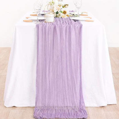MLMC Lilac Purple Cheesecloth Table Runner 10ft Rustic Gauze Lavender Cheese Cloth Table Runner Centerpiece 35x120 Inches for Romantic Wedding Bridal Baby Shower Birthday Decor