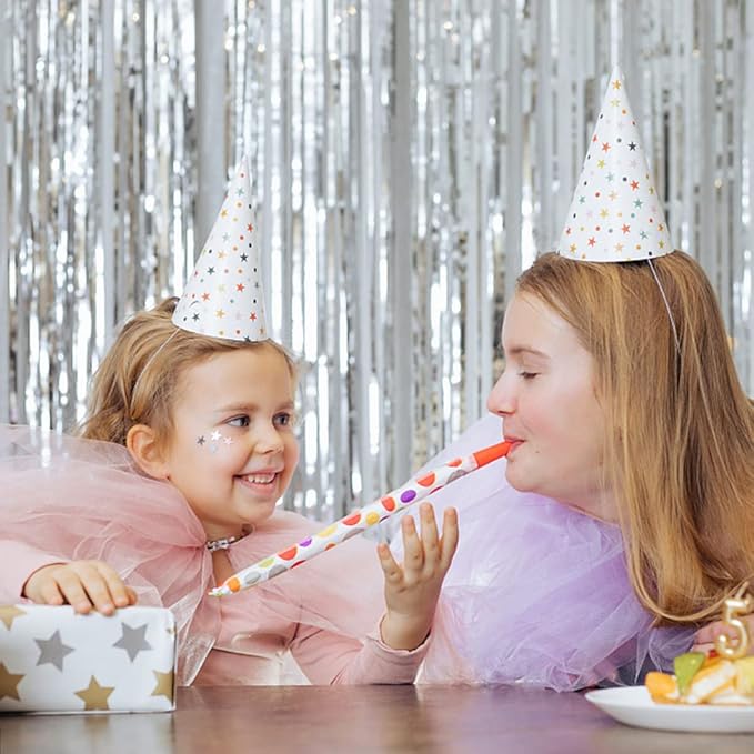 2 Pack Silver Backdrop Curtain Party Decorations Foil Fringe Backdrop Silver Tinsel Streamers Birthday Bachelorette New Year Christmas Wedding Baby Shower Disco Party Decorations