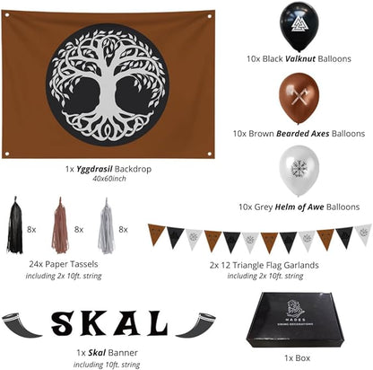 Hades Viking Decorations Party Box - Viking Wall Window Table Decorations - Viking Balloons Garlands Banner Backdrop Decor - Party Supplies for Adults Kids - Birthday Party Box