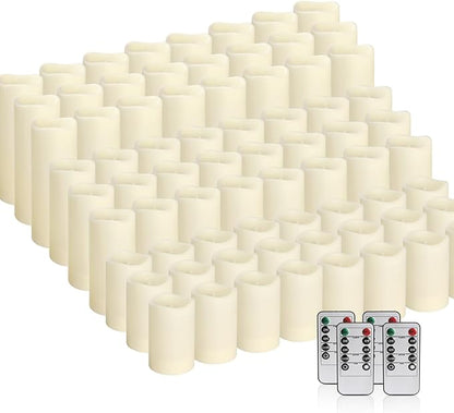 72-Pack LED Flameless Candles with Remote Control -Flickering Flameless Candles-Remote Timer Perfect for Wedding Parties, and Special Occasions(Three Sizes)