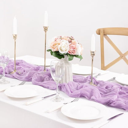 MLMC 12 Pack Lilac Purple Table Runner 10ft Rustic Gauze Lavender Cheese Cloth Table Runner 35x120 Inches for Romantic Wedding Bridal Shower Baby Shower Birthday Decor