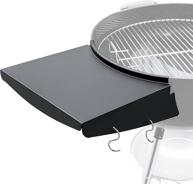 Upgraded Grill Table Shelf for Kettle Grills 22 Inch, Side Table Shelf Replaces Weber Master Touch & Original Charcoal Grill, Grill Accessories for Weber Kettle, Outdoor Steel BBQ Table Shelf