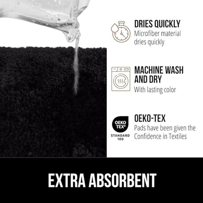 GORILLA GRIP Bathroom Rugs, Ultra Soft Absorbent Mat, Thick Plush Bath Rug, Machine Washable, Microfiber Quick Dry, Mats for Shower, Bathtub and Floor, Home Decor Accessories, 24x17, Black