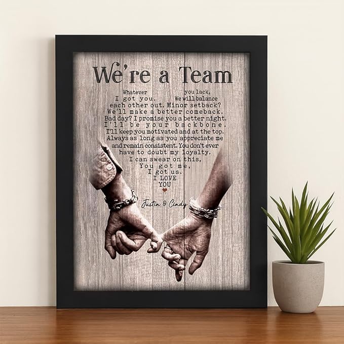 GABITA Personalized Wall Art for Couples, Anniversary Canvas for Couple Parent Grandparent, We're A Team Canvas for Couple Lover Husband Wife, Romantic Wall Decor, Wedding Keepsake 2